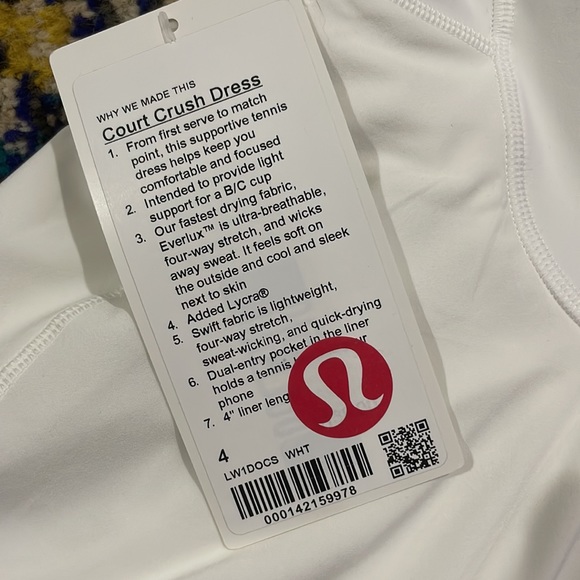 NWT Lululemon White Court Crush Dress - Picture 10 of 11